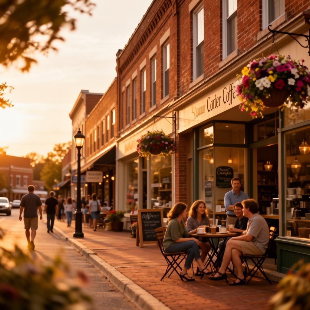 Lancaster downtown street with local shops and community