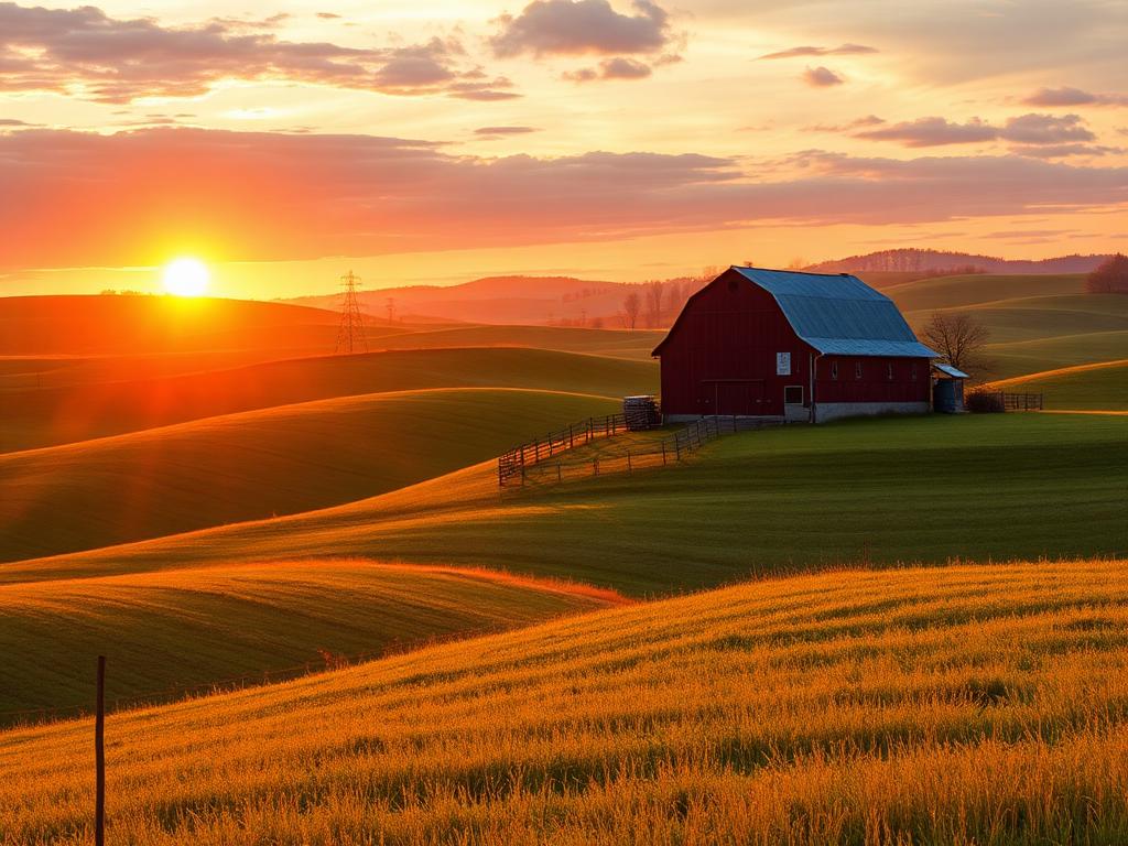 Lancaster County countryside at sunset